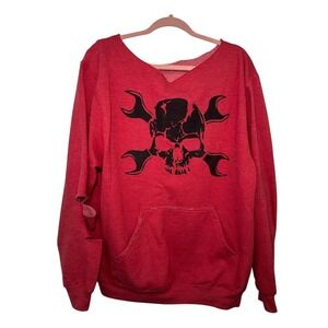 The Drive Clothing Nobody Cares Work Harder Distressed Sweatshirt Red Med